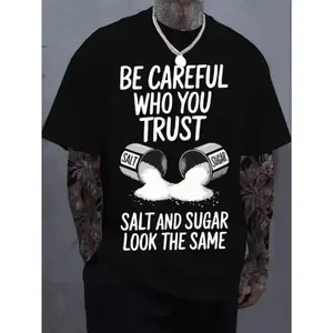 Unisex Casual Graphic TShirt Salt Sugar Print Soft Cotton Breathable Loose Fit Short Sleeve Tee for Commuter Office Gift Athletic Tshirt Tok Good Gift