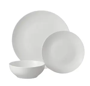 12-Piece Glazed White Stoneware Dinnerware Set - Elegant Plates Bowls & Dishes for Everyday Meals Dinner Parties & Home Dining