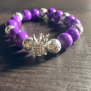 Royal Purple and silver bracelet