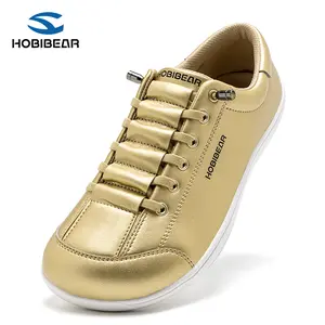HOBIBEAR Women’s Gold Silver Leather Barefoot Shoes - 0-Drop Flat-Bottomed Closed-Toe Flexible Casual Trainers for Running, Fitness HOBIBEAR Women’s Gold Silver Leather Barefoot Shoes - 0-Drop Flat-Bottomed Closed-Toe Flexible Casual Trainers for Running, Fitness