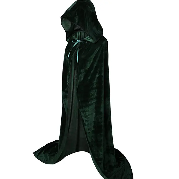 Medieval Velvet Cloak-Cape for Wizards, Indoor Recreation Halloween Stage Costume Accessories for Family Parties