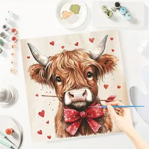 Cartoon Cow Paint by Numbers for Adult,Paint by Number Kit for Beginners,DIY Acrylic Paint Canvas Painting Kits Art ,Home Wall Decor Gift for Her, 20x20 inch(Without Frame)