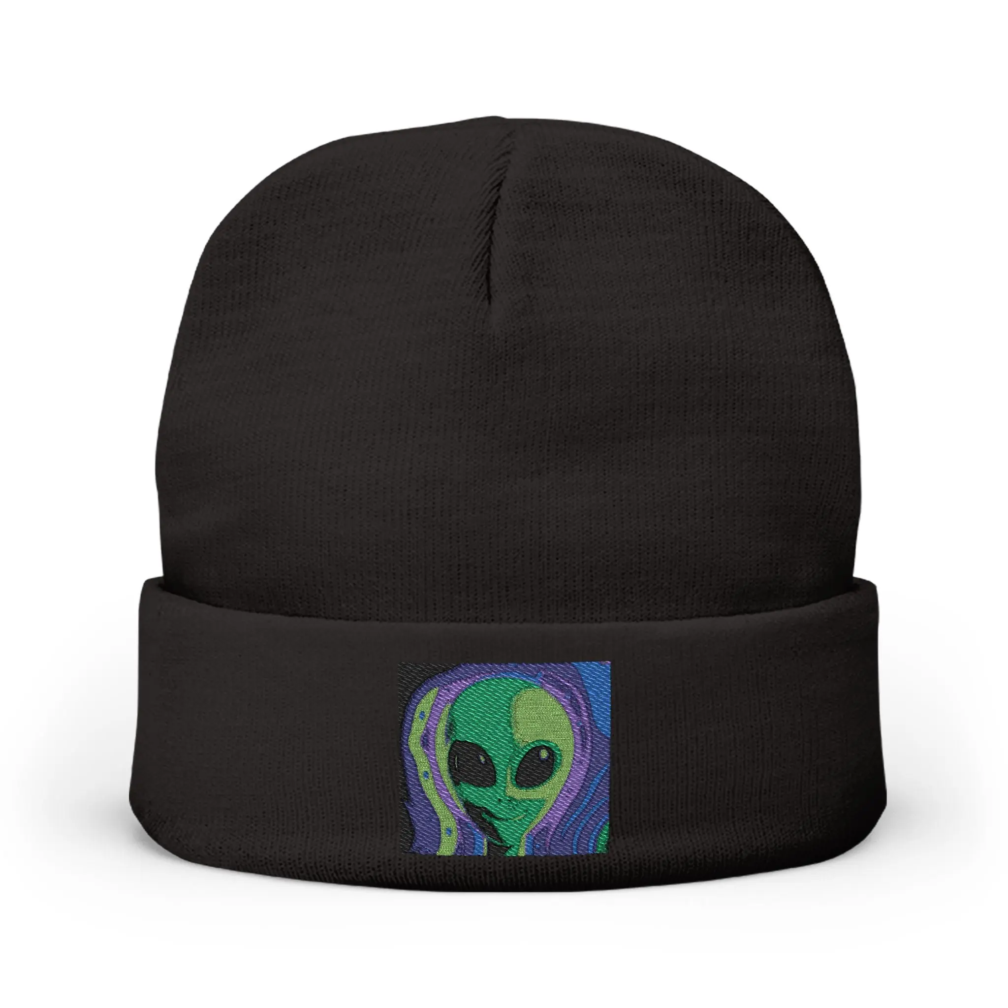 Alien Embroidered Knit Beanie, Cozy Winter Hat, Sci-Fi Fashion, Gift for UFO Lovers, Street Style Accessory, Unisex Beanie