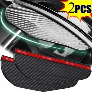 1 pairs Car Side Mirror Rain Cover, Carbon Fiber Texture Design, Thickened All-Weather Protection, Fashionable Decorative Handle