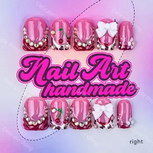 Delicatething Y2K Style Nail Set, Diy Nails, Handmade Press On Duckbill Square Nails, 4 Sizes XS S M L, Leopard Zebra Design, Perfect Gift for Women
