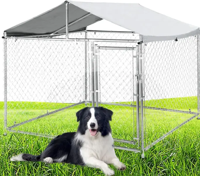 [FLASH SALE] Garvee 6.6ft Heavy Duty Dog Kennel with Pointed Roof, Indestructible Large Kennel Indoor&Outdoor, Dog Enclosure Outside with UV-Resistant Cover for High Anxiety Dogs, Rabbits, Chicken Farming