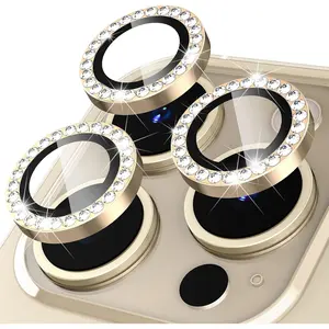 Tempered Glass Camera Lens Protector, 1 Set Rhinestone Decor Lens Protective Cover, Phone Accessories for Smartphone Compatible with iPhone 12 Pro Max 16 Pro Max, Casing, Durable