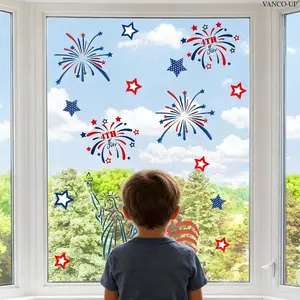 1 Piece (30*60cm) Independence Day Fireworks Static Cling Window Sticker for Glass Window Home Decor