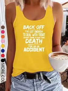 Women's Summer Tropical Letter Print Crop Top, Casual Loose Fit Sleeveless Vest, Round Neck Heart Geometric Pattern, Multicolor Options, All Seasons Wear, Womenswear