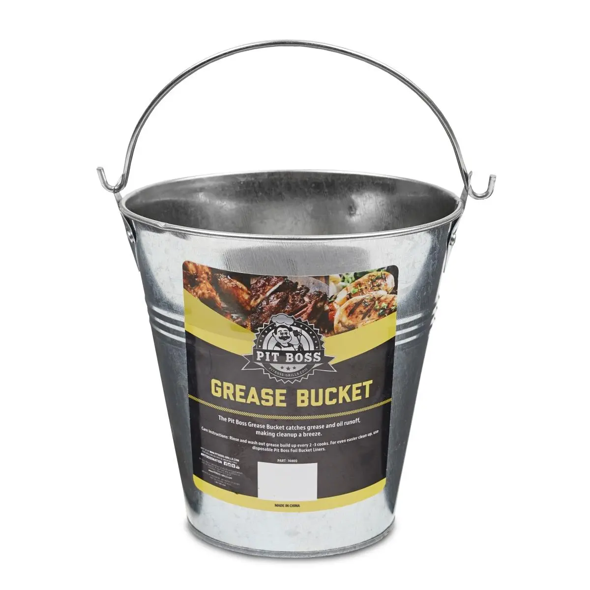 212 MAIN Dansons 262961 Durable Stainless Steel Open Top Grease Bucket - 6x6 in., 1 lbs, Wire Handle Hanging Storage Container for Grill Cleanup
