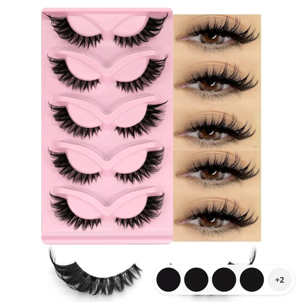 Veltrinay Fake Lashes Cat Eye Lashes Faux Mink Eyelashes Clear Band Lashes Natural Look Wispy Mink Eyelashes False Lashes Makeup