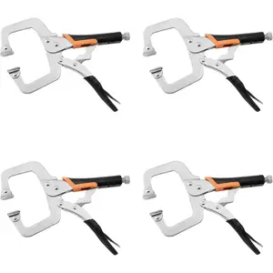 6-Inch C-Clamp Locking Pliers,Heavy Duty Vise Grip Welding Clamp With Swivel Pads for Woodworking,Home,Metalworking,Auto Repair(4 Pack)