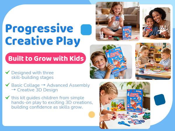 JoyCat Scissor Skills Activity Book, 4 Progressive Levels to Learn Cutting for Kids, 27 Fun Crafts with Child-Safe Scissors, Develop Fine Motor Skills, Ideal Christmas Gift & Arts and Crafts