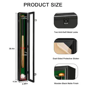 Baseball and Baseball Bat Display Case Lockable Wood Cabinet Rack Holder for Baseball Shadow Box with UV Protection Acrylic Door Wall Mount Display Cabinet for Baseball Enthusiast Collectible