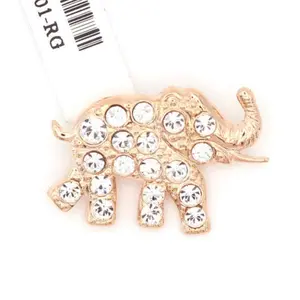 Sparkly Elephant Brooch in Rose Gold
