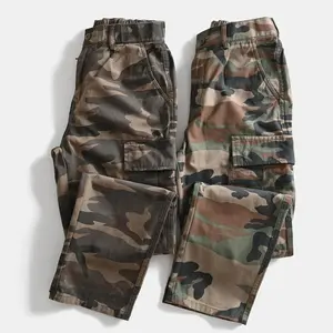 Tactical Heavyweight Pure Cotton Camouflage Straight Loose Men's Work Pants Outdoor Casual Multi-pocket Length Men's All Season Performance Pant Fabric Menswear