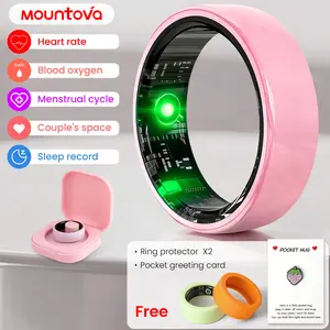 #6-#11 Pink White & Black Ceramic Smart Rings for Women & Men,Waterproof Wearable Fitness Trackers,Heart Rate,Stress & Cycle Monitor,Sleep Tracker, IP68 Waterproof,5-7 Day Battery, iOS & Android Compatible with Charging Case,Couple Gift