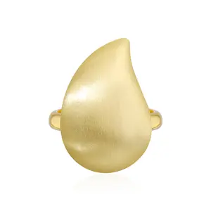Aprilery Chunky Brushed Teardrop Statement Ring Waterdrop Satin Finish Gold Tone Silver Tone Fashion Jewelry For Women Aesthetic Gift