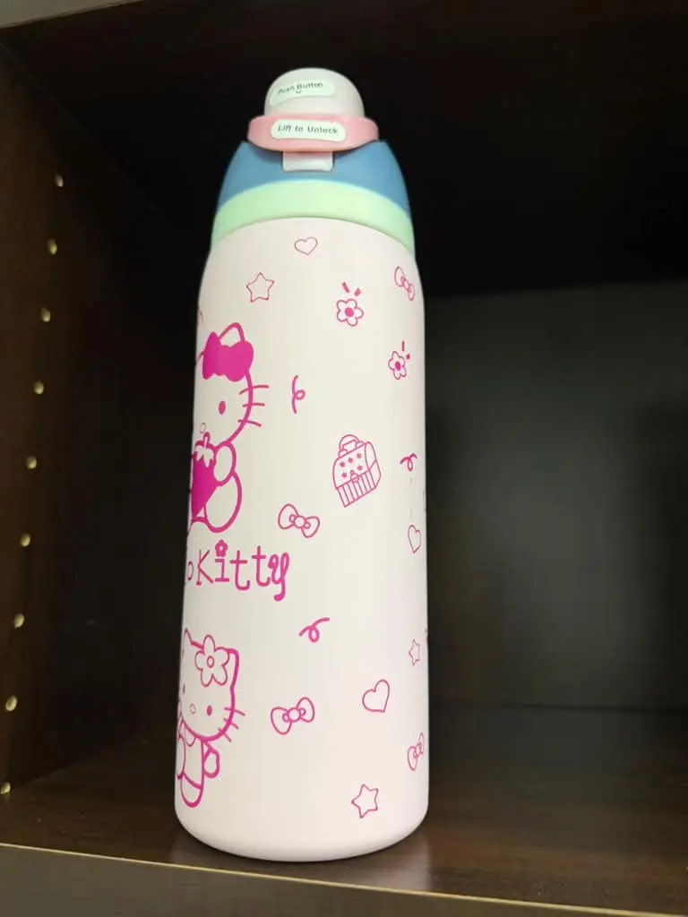 Hello Kitty Pink and White 32oz Water Bottle with Bow and Cupcake Design