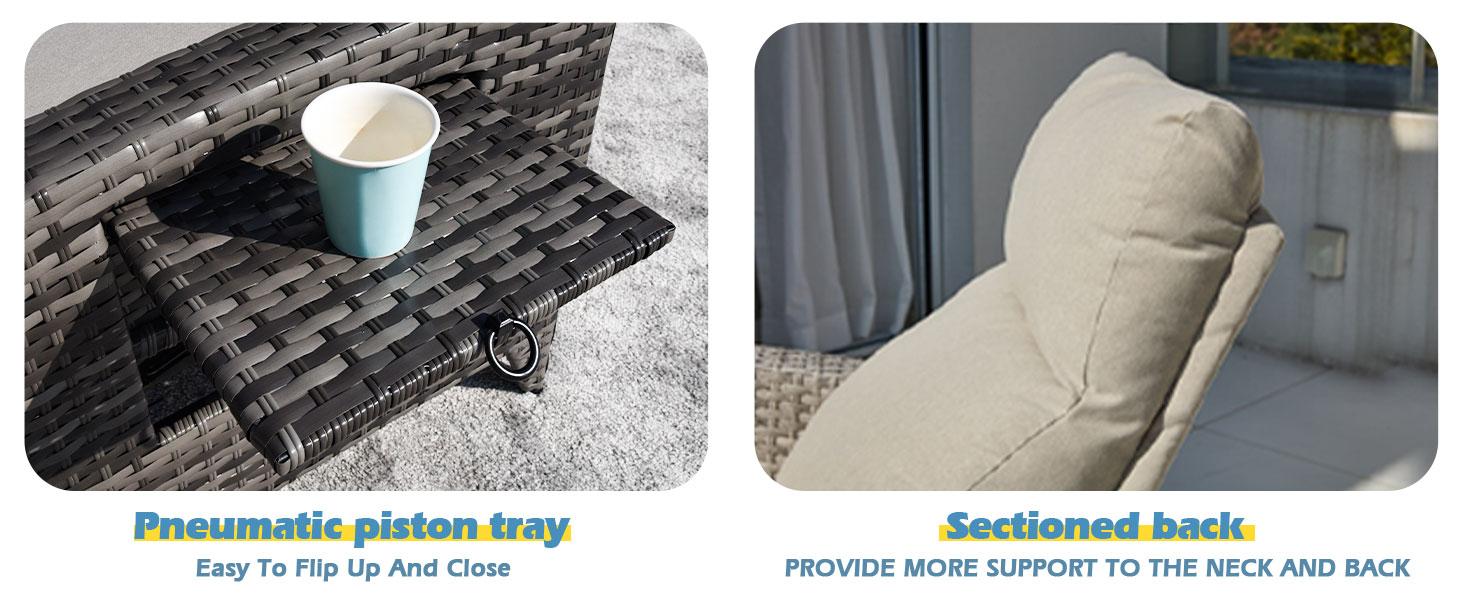 ZZWHOM Cozy PE Wicker Recliner with Side Table – 1/2 PCS Set, Outdoor Patio Chair with Reclining Back, Swivel & Non-Swivel Options for Morning Coffee on Balcony or Poolside Lounging