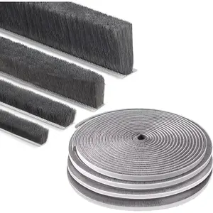 Strong Adhesive Brush Weather Stripping for Sliding Windows and Door Frames - Seal Strip for Soundproofing, Dustproof, Waterproof, and Windproof - Durable and Wear Resistant,33 FT,Grey(10m- stainless steel l bracket