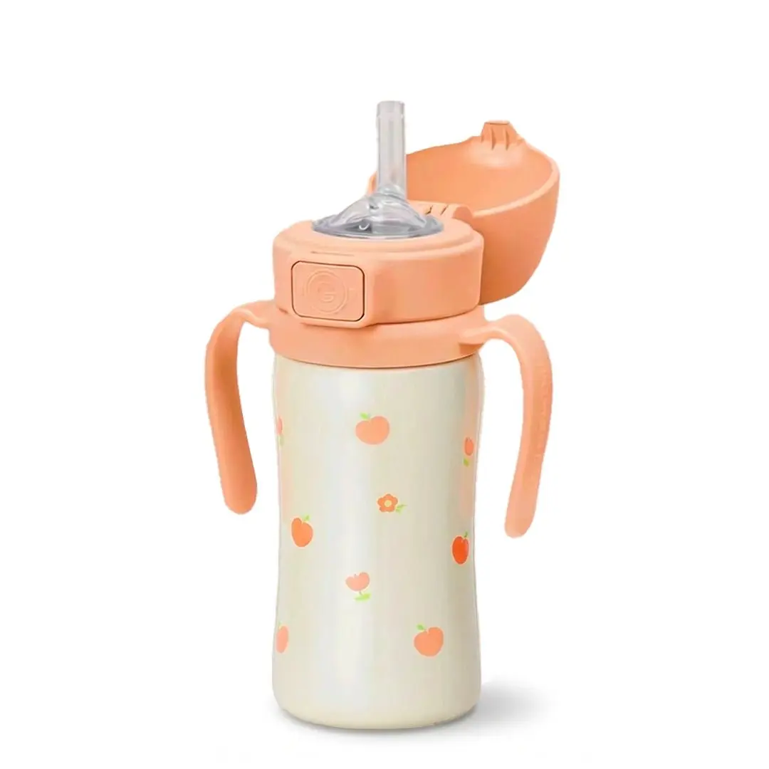 Grosmimi Stainless Steel Straw Cup with Flip Top - 10oz (12 Months+) Grosmimi Stainless Steel Straw Cup with Flip Top - 10oz (12 Months+)