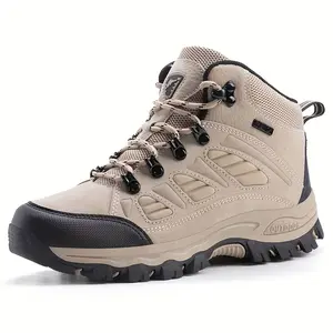 [Women's High-Top Hiking Boots] Women's High-Top Hiking Boots - Durable PU Cover, Lace-Up with Adjustable Buckle Straps, Cushioned Insole & Non-Slip Rubber Sole for Outdoor Trekking, Camping, and Hiking, Hiking Gear, Adventure Footwear, Geo