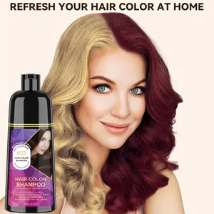 Dark Wine Red Herbal Hair Dye Shampoo ，400ml for Gray Hair Grey Coverage Shampoo for Women Men adore  hair dye Bowl Haircare Salon Brush Gift Color