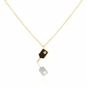 18K Gold Plated Epoxy Pickleball Pendant Necklace