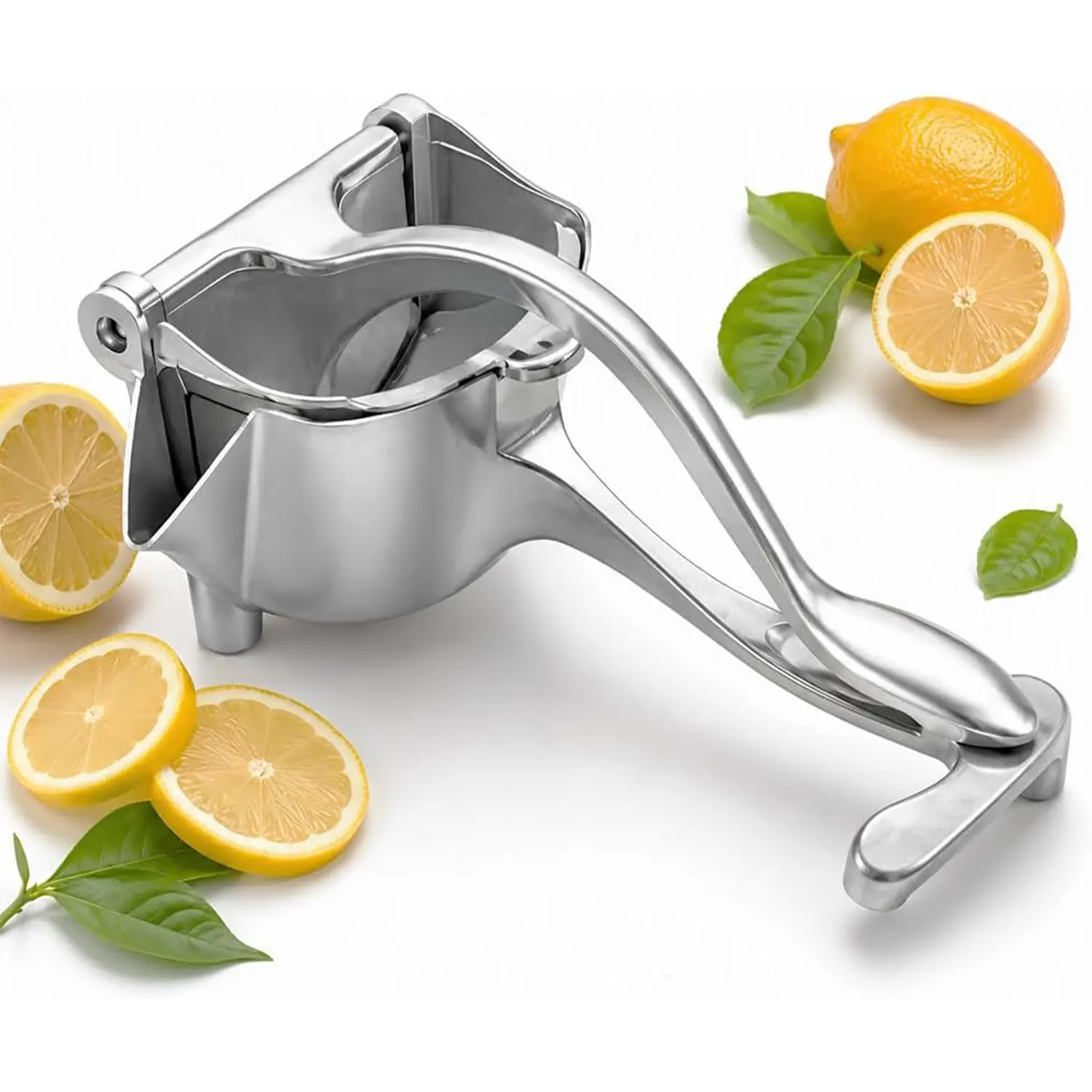 Home Kitchen Aluminum Alloy Manual Press Hand Juicer Squeezer - Fast Last Drop Extraction, Ergonomic Handle, Pour Spout for Lemon, Orange, Lime