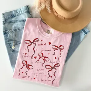 Comfort Colors Pink Valentines Day TShirt, XOXO Valentines Day Heart T-Shirt, Be Mine Valentines T-Shirt, Coquette Valentine TShirt