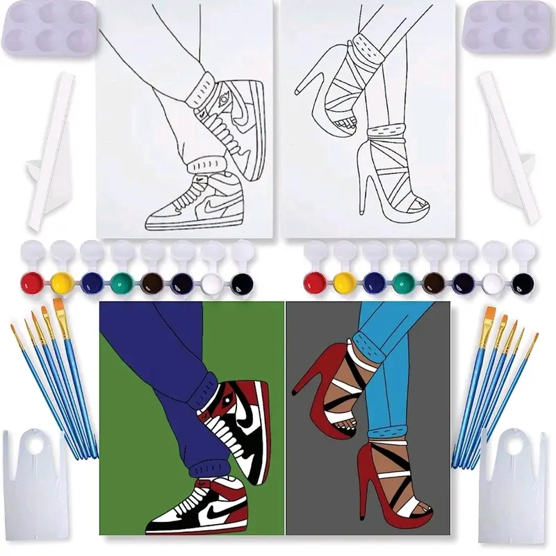 Shoe Game- Couples Paint and Sip Canvas Kit