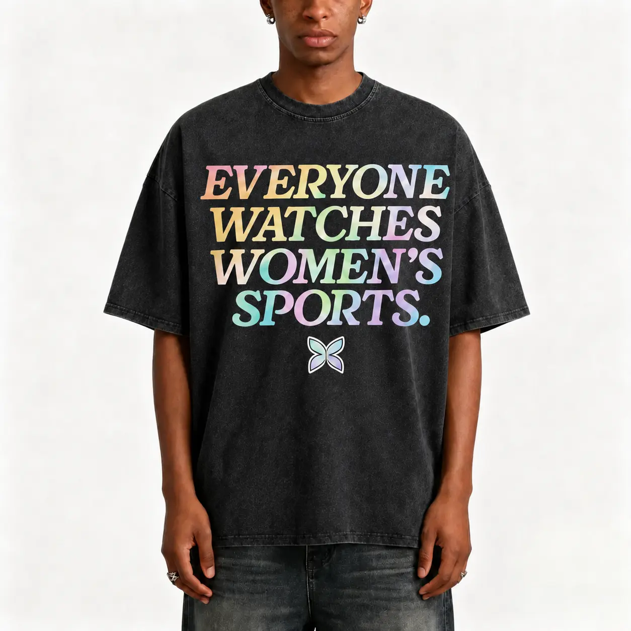Oversized Everyone Watches Womens Sports Graphic Washed T-Shirt Streetwear Holiday Wear y2k cotton fashion Streetwear Lover Gift Top Trending