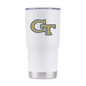 Georgia Tech 20oz White Insulated Stainless Steel Vacuum Flask Tumbler - Portable Reusable Water Bottle for Daily Use