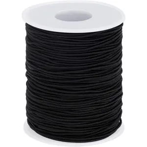 Elastic String for Bracelets, Elastic Cord for Jewelry, Stretchy String for Necklace Making, Beading and Sewing (1.2 MM, 109 Yards, Black)