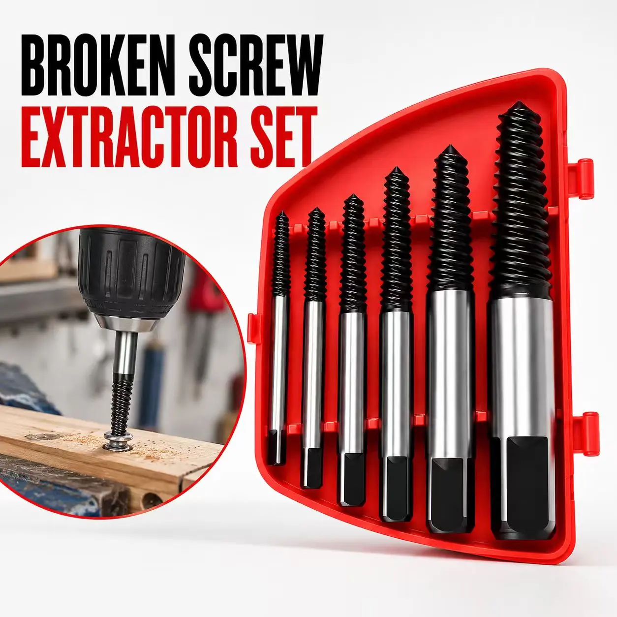6PCS Damaged Screw Extractor Set, Broken Bolt Remover Kit with Left-Hand Thread, Stripped Screw Extractor Bits for Drill Driver, Common Repair Tool Set equipment mechanic kit set house removal nut