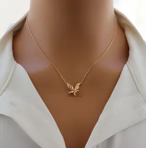 18K Gold Plated Dainty Eagle Pendant Necklace – Symbol of Strength & Freedom | Minimalist Gold Bird Charm