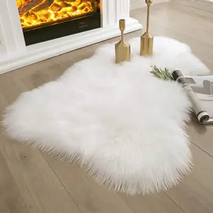 Faux Fur Rug, White Small Area Rugs, Fluffy Sheepskin Fur Rug, Ultra Soft 2x3 Ft Rugs, Machine Washable Shag Rug for Bed, Living, Kids Room