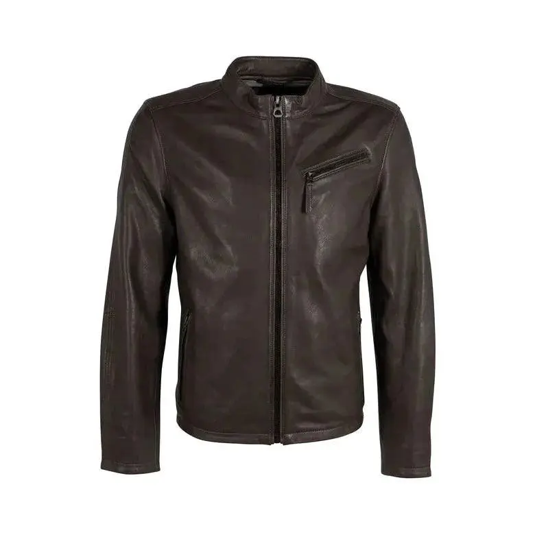 Mauritius Men's Racer Genuine Leather Jacket - black leather jacket for men
