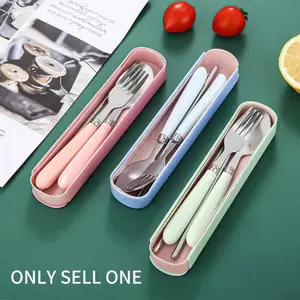 Three-Piece Cutlery Set, Simple Portable Design, Spoon Fork Chopstick Combo, Non-Slip Durable, Ideal for Travel Camping Daily Use