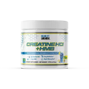 GEC Creatine HCl + HMB Supercharge Performance Muscle Building Recovery Formula 2g Creatine HCl 2.5g HMB Blue Lemonade Flavor