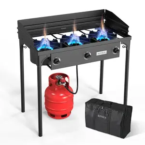 [FLASH SALE] ROVSUN 3-Burner 225000 BTU Windproof Outdoor Camping Propane Stove with Bag