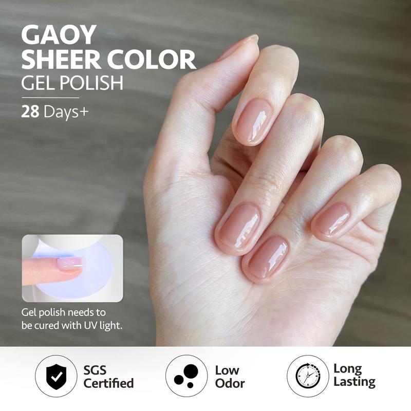 GAOY Nude Symphony Natural Jelly Gel Nail Polish Set, 6 Colors Sheer Pink UV Gel Polish, for Salon Manicure & Nail Art DIY at Home