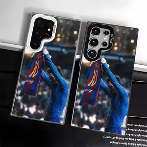 Casing For SAMSUNG GALAXY S22 S23 S24 FE ULTRA Messi Black Silver Stylish Acrylic Shockproof Protection Anti-Drop Phone Cases Shell Cover football