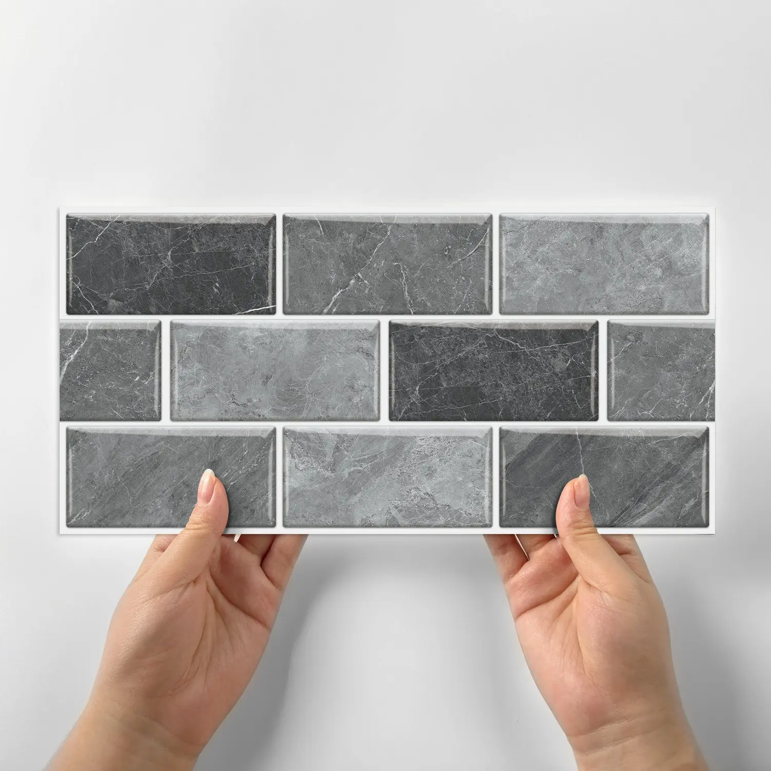 12pcs/24pcs/48pcs Faux Marble PVC Crystal Glossy Wall Stickers, Self Adhesive Stickers, Easy-to-Apply Design, Suitable for Kitchen, Bathroom, and Living Room Wall Decoration, 5.9in x 11.8in #TOP PICKS