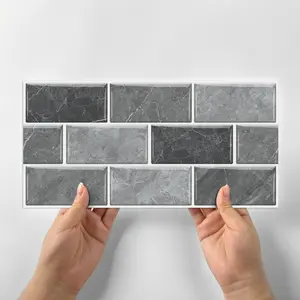12pcs/24pcs/48pcs Faux Marble PVC Crystal Glossy Wall Stickers, Adhesive Stickers, Easy-to-Apply Design, Suitable for Kitchen, Bathroom, and Living Room Wall Decoration, 5.9in x 11.8in #TOP PICKS