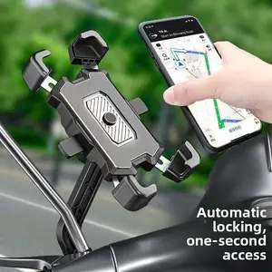 Bicycle Motorcycle Rearview Mirror Phone Mount Shockproof Anti-vibration for Food Delivery Riders Electric Bike Navigation Stand