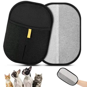 Upgraded Electrostatic Pet Hair Remover Gloves, Reusable Cat & Dog Hair Removal Mitt for Bedding, Couch, Carpet & Car Seat