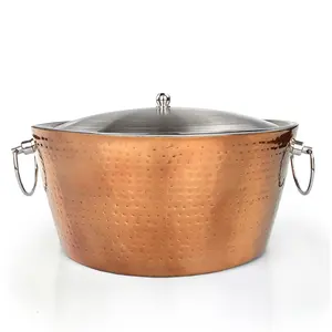 Anchored Ice Bucket with Lid Insulated Rose Copper | BREKX Steel Drink Handles