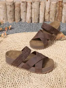 Summer New Cross Strap Thick Sole Slippers, Women's Woven Pattern Platform Sandals, Outdoor Anti-Slip Casual One-Lane Slipper, Slide Slippers